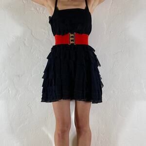 Black and red ruffled